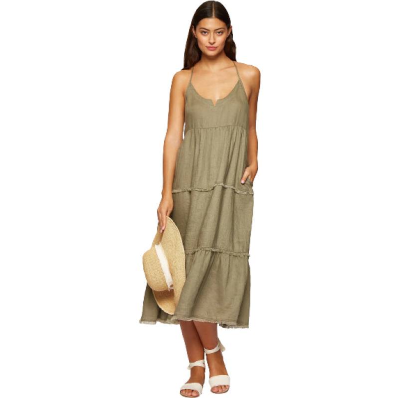 NEUHEITEN Gestuftes Kleid Olive Letzte 2 Tage