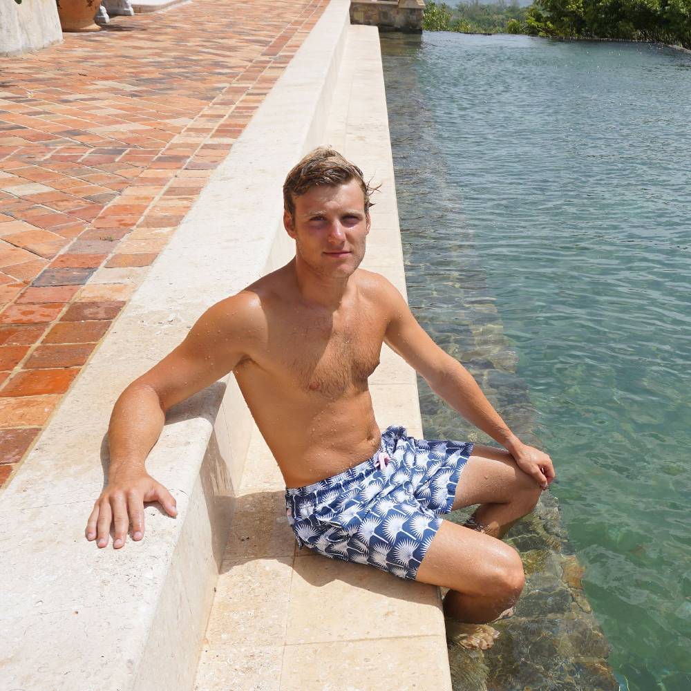 HERREN Badehose Palme in dunkelblau Black Friday
