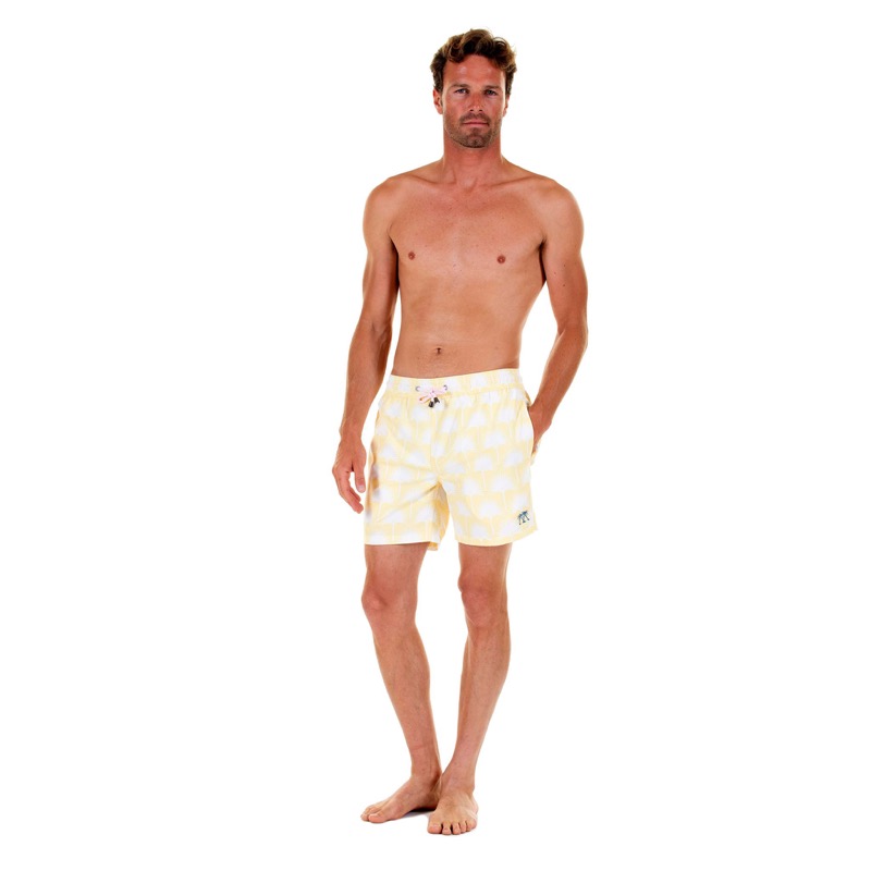 HERREN Badehose Palme in gelb Weihnachtsangebot