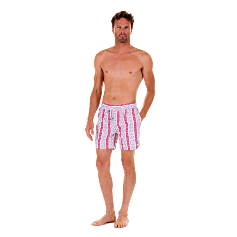 HERREN Badehose mit Streifen in rot Vatertagsangebot
