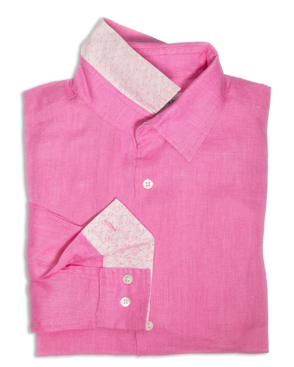 HERREN Leinenhemd in rosa Heißer Verkauf