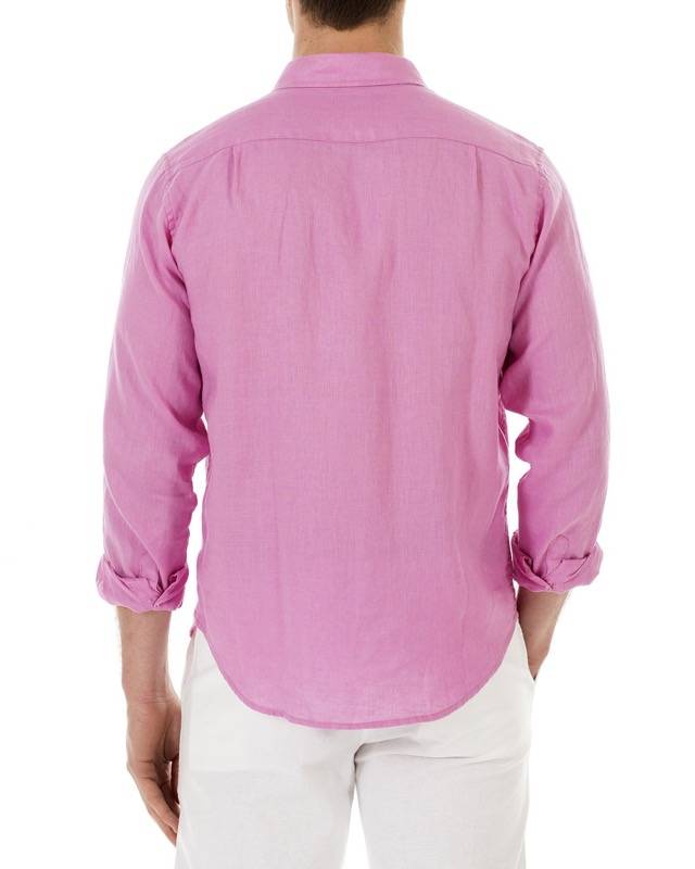 HERREN Leinenhemd in rosa Heißer Verkauf