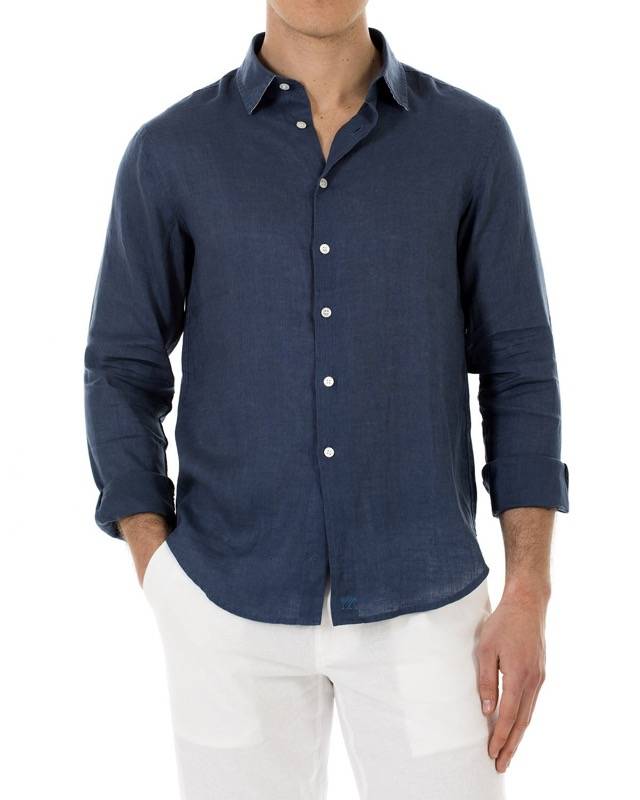 HERREN Leinenhemd dunkelblau Zeitlich begrenztes Angebot