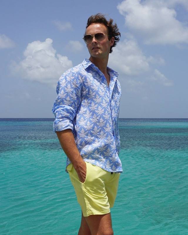 HERREN Leinenhemd Papaya blau Exklusive Angebote