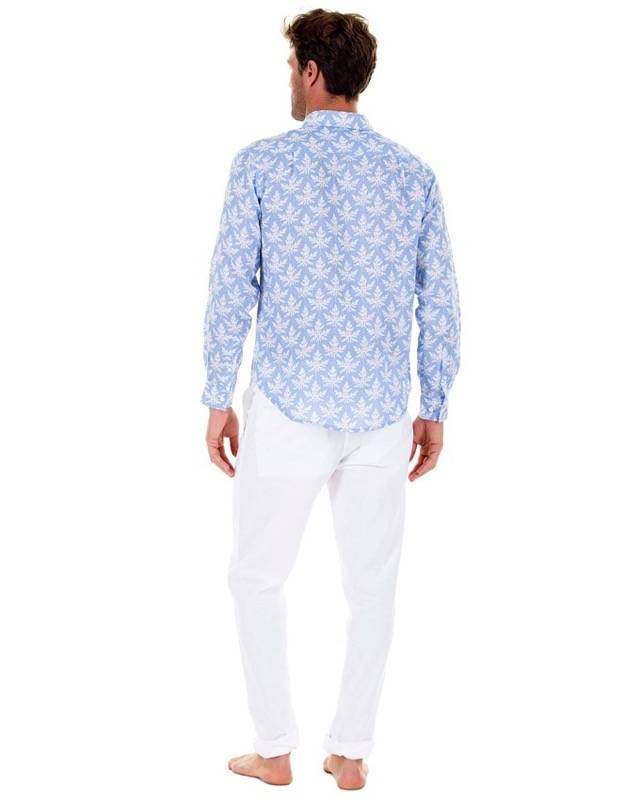 HERREN Leinenhemd Papaya blau Exklusive Angebote