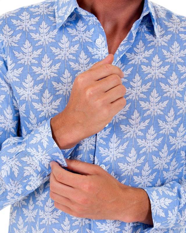 HERREN Leinenhemd Papaya blau Exklusive Angebote