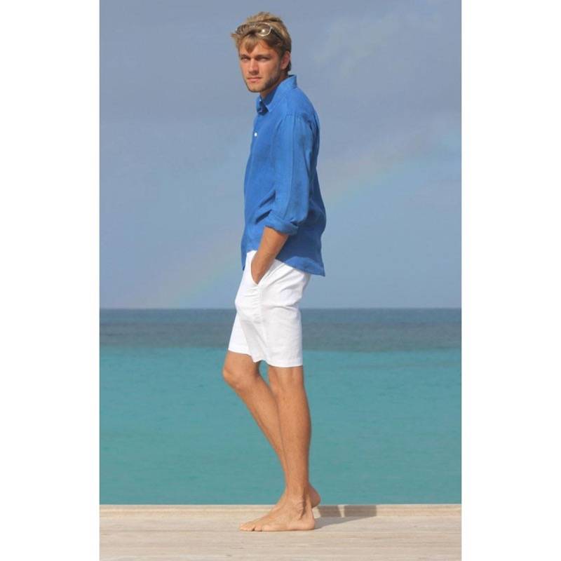 HERREN Leinen Short weiß Saisonale Angebote