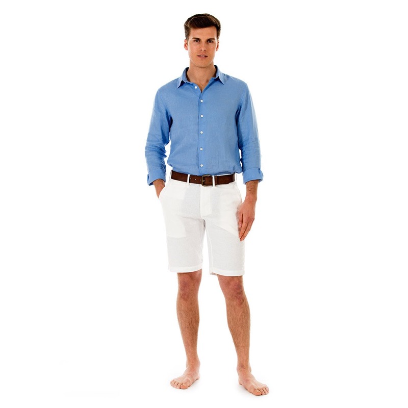 HERREN Leinen Short weiß Saisonale Angebote