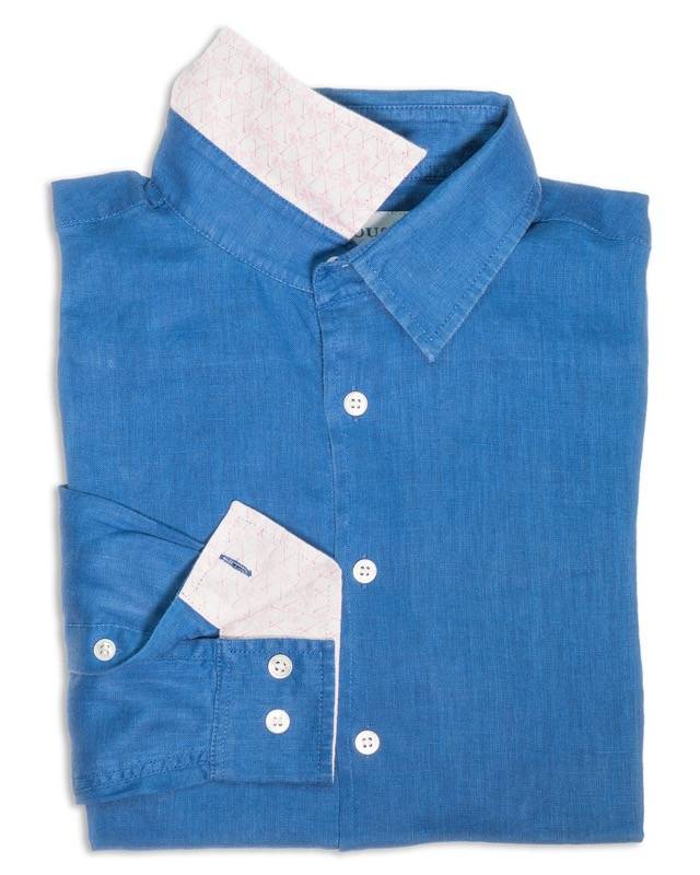 HERREN Leinenhemd in blau Räumungsverkauf