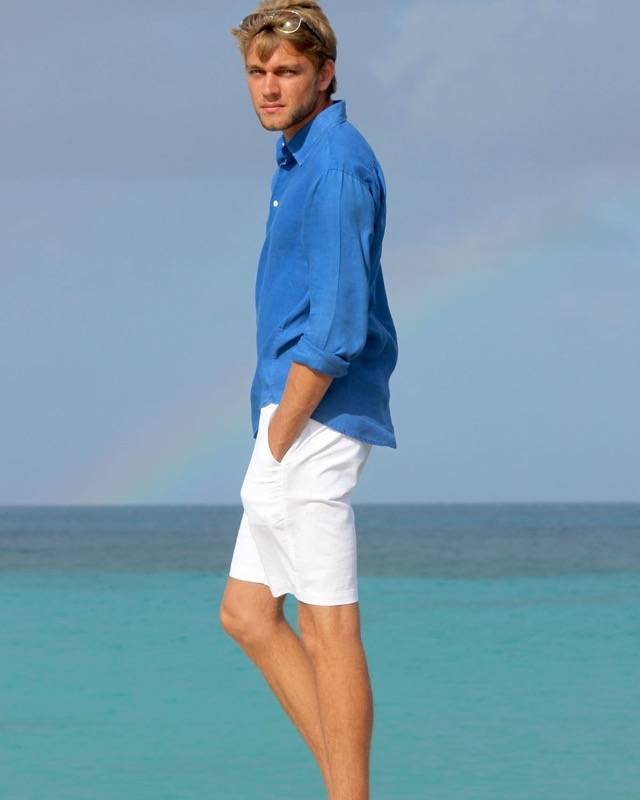 HERREN Leinenhemd in blau Räumungsverkauf