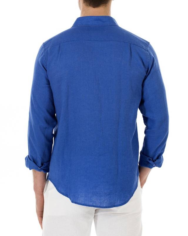 HERREN Leinenhemd in blau Räumungsverkauf