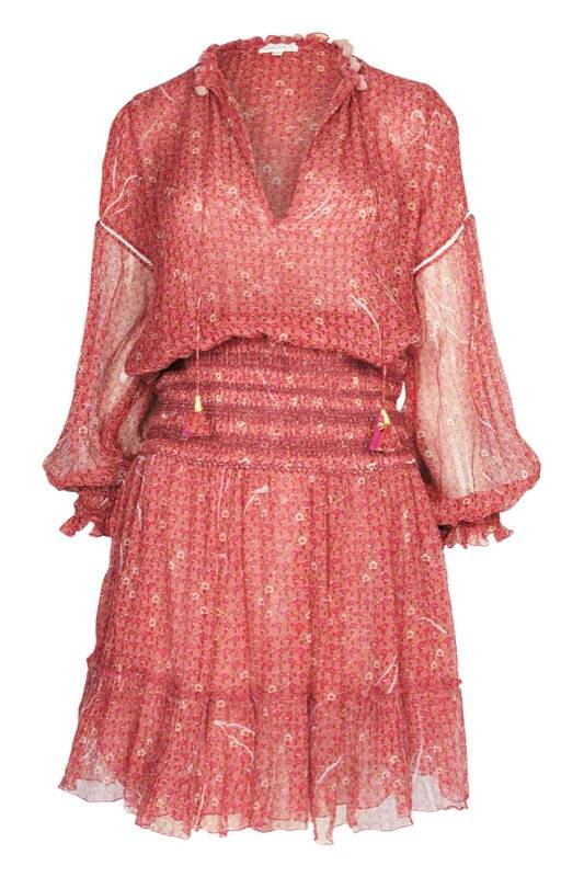 SALE Clara Minikleid in Red Geo Flower Sonderangebot der Fabrik