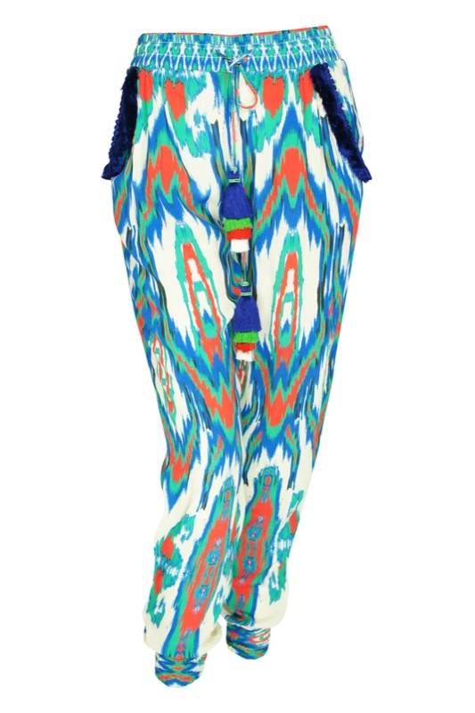 RESORTWEAR Ikat Hose in Grün mit Quasten Großer Ausverkauf