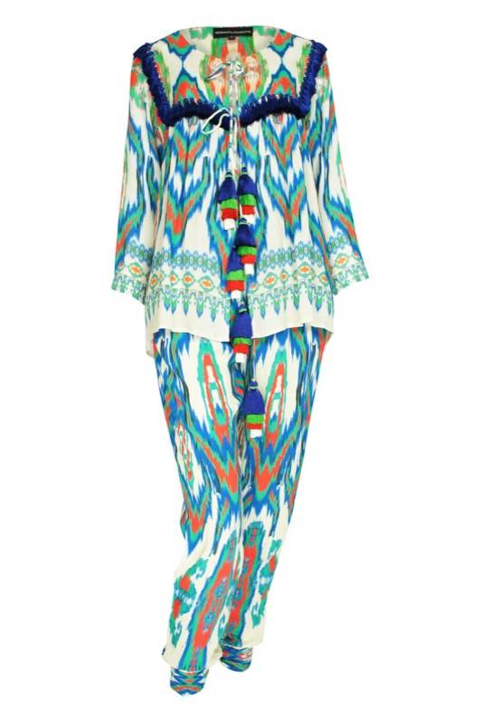 RESORTWEAR Ikat Hose in Grün mit Quasten Großer Ausverkauf