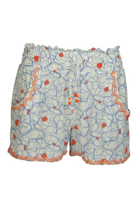 RESORTWEAR Seidenshort mit Perlenstickerei im print Saisonschlussverkauf