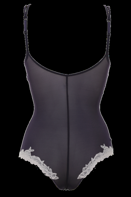 LINGERIE Brunico gefütterter String Body in Navy mit puderfarbener Spitze Osterangebot