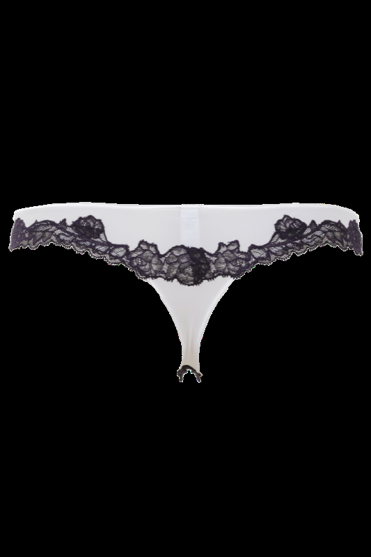 LINGERIE Boston String in Off-Weiß mit navyfarbener Spitze Muttertagsangebot