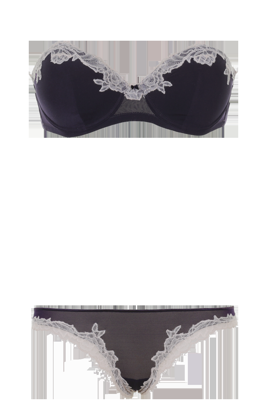 LINGERIE Bangkok gefütterter Bandeau BH in Navy mit puderfarbener Spitze Jubiläumsangebot