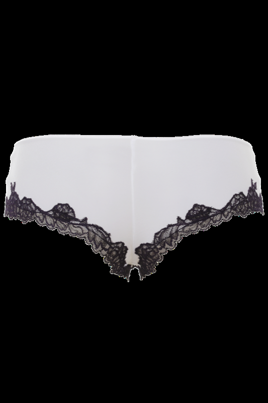 LINGERIE Baltimora Panty in Off-Weiß mit navyfarbener Spitze Neuheiten