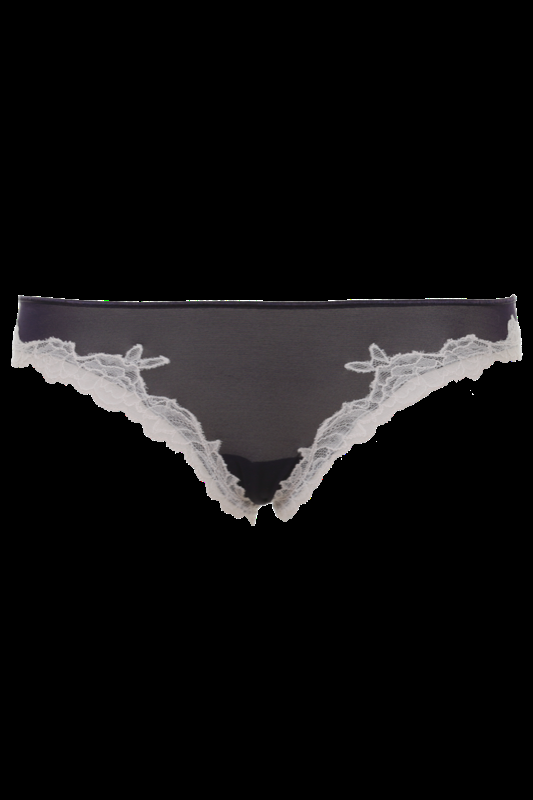 LINGERIE Bangalore String Brazilian cut in Navy mit puderfarbener Spitze Räumungsverkauf