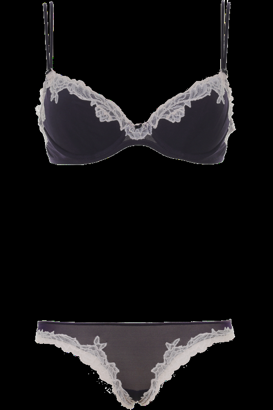 LINGERIE Bremer gefütterte drei-viertel Schale in Navy mit puderfarbener Spitze Tiefpreis