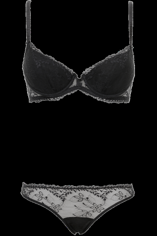 LINGERIE Akita gefütterte drei-viertel Schale aus Spitze in Schwarz Super Sparpreis