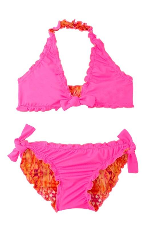 KINDER Girls Clara Neckholder Bikini Coral Print Black Friday