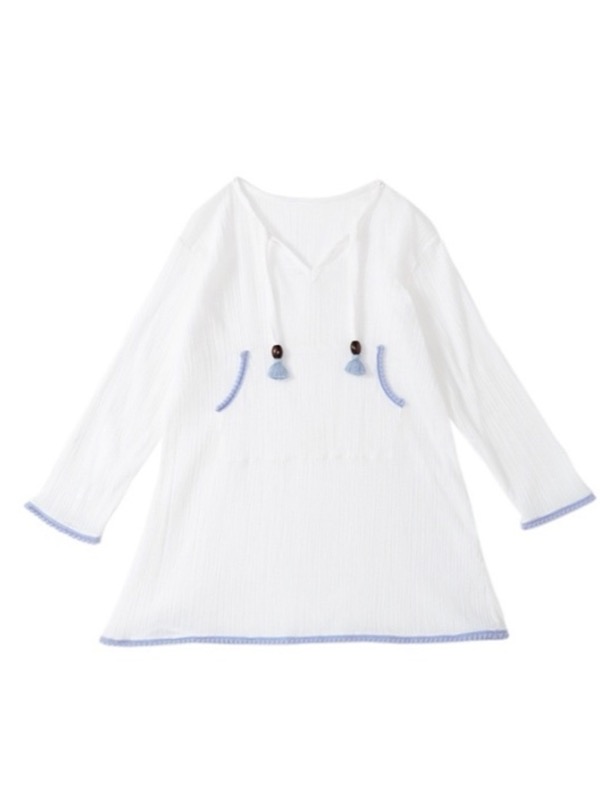 KINDER Girls Bonnie Langarm Pom Pom Kleid Jubiläumsangebot