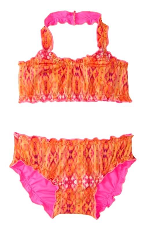 KINDER Girls Clara Triangle Bikini Coral Print Heißer Verkauf