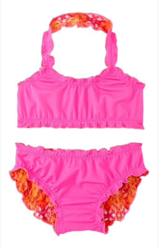 KINDER Girls Clara Triangle Bikini Coral Print Heißer Verkauf