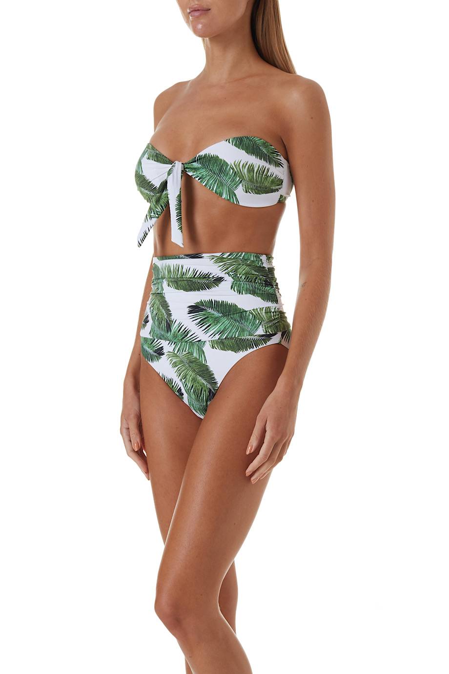 SALE Caribe Padded Bandeau Bikini Palm White Discount Store für neue Produkte