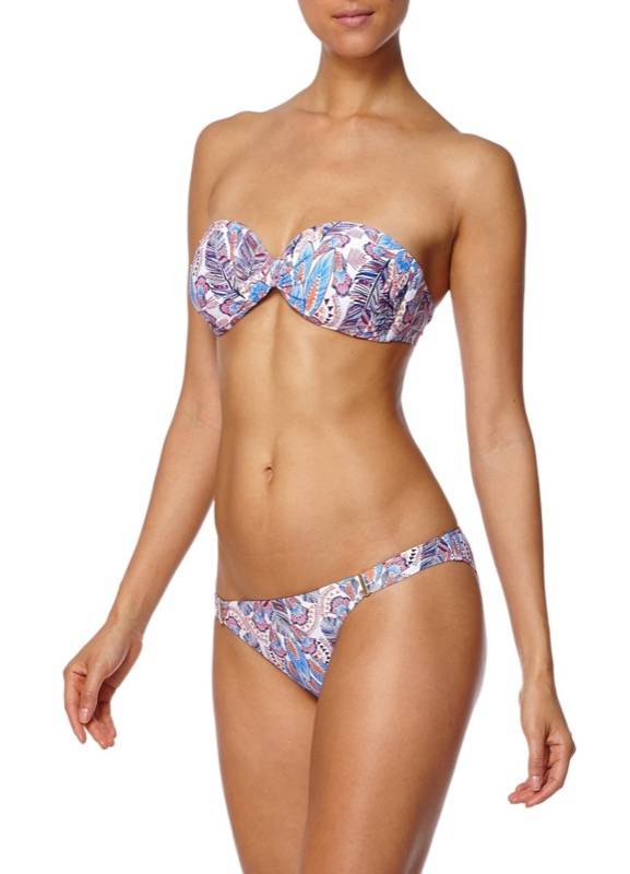 SALE Martinique Padded Bandeau Bikini mit Feder-Print 50% Rabatt mit kostenlosem Versand