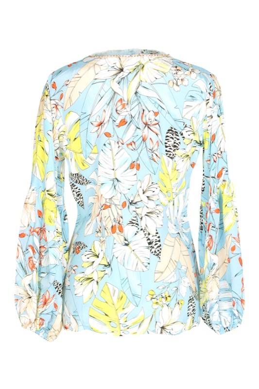 SALE Florale Bluse hellblau Räumungsverkauf