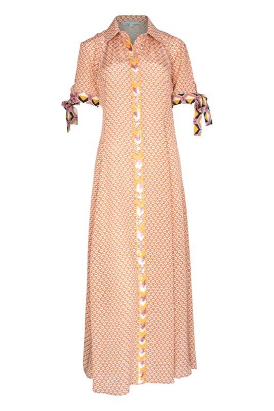 SALE Maxikleid im Geometrischen Print Rosa Sonderangebote