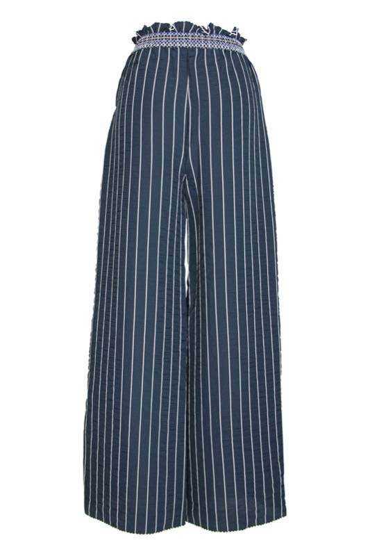 SALE Gesmokte Hose mit Schlitz in dunkelblau Letzter Tag
