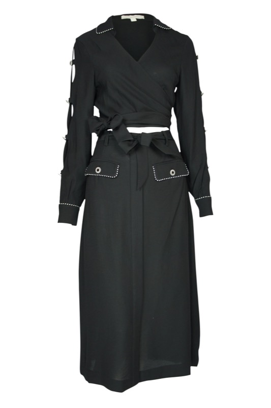 SALE Piped Luxe Wickelbluse schwarz Bis zu 50% Rabatt