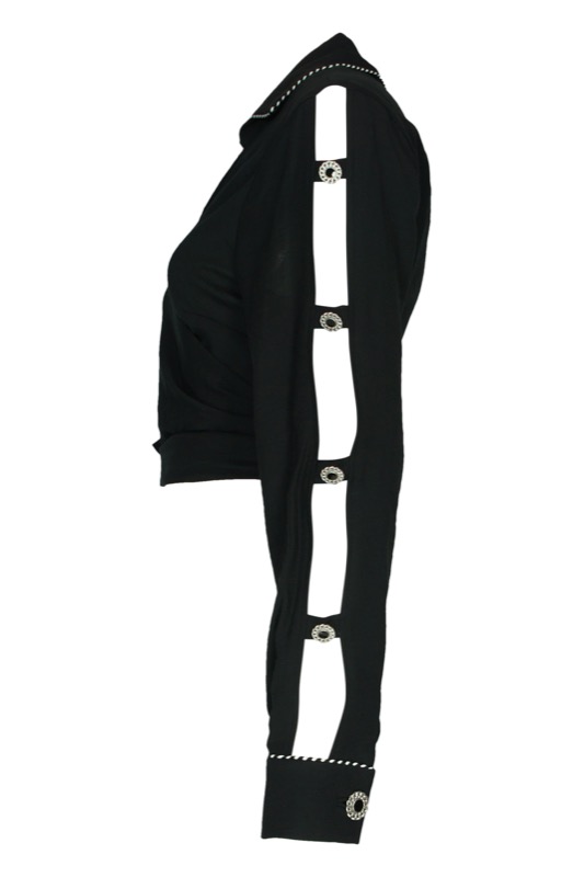 SALE Piped Luxe Wickelbluse schwarz Bis zu 50% Rabatt