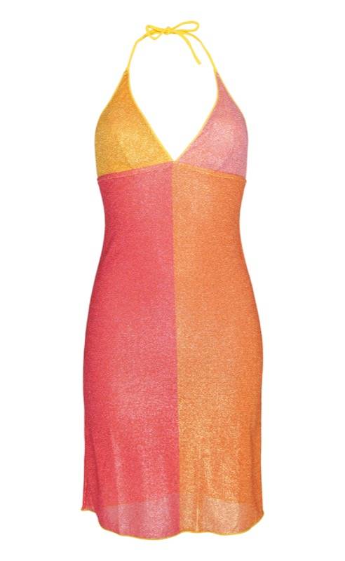 SALE Lurex Padded Minikleid Gelb 50% Rabatt mit kostenlosem Versand