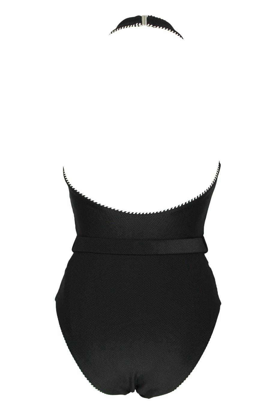 SALE Piped Luxe Badeanzug mit Gürtel schwarz Im Verkauf