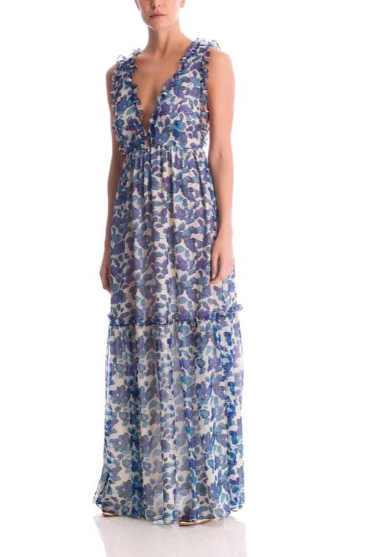 SALE Florales Maxikleid aus Seide Fabrikverkauf