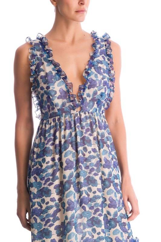 SALE Florales Maxikleid aus Seide Fabrikverkauf