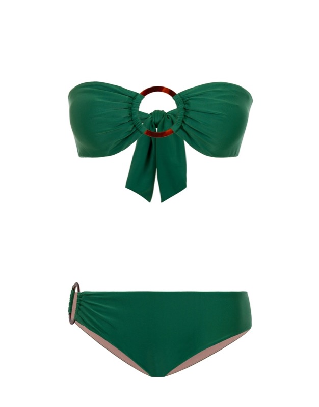 SALE Padded Bandeau Bikini mit Ringen in grün Meist gekauft
