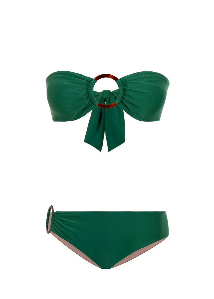 SALE Padded Bandeau Bikini mit Ringen in grün Meist gekauft