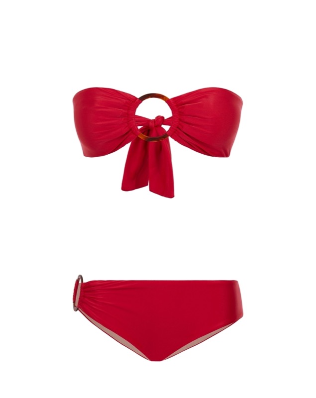 SALE Padded Bandeau Bikini mit Ringen in rot Kostenloser Versand