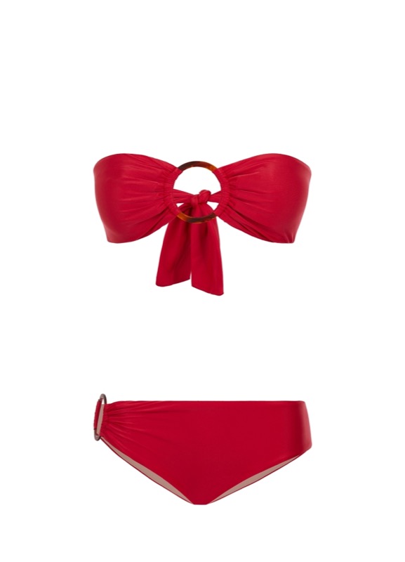 SALE Padded Bandeau Bikini mit Ringen in rot Kostenloser Versand