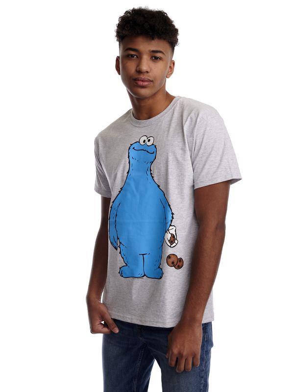 ﻿Nastrovje Potsdam Sesamstrasse Cookie Thief Herren T-Shirt grau meliert Speichern exportieren