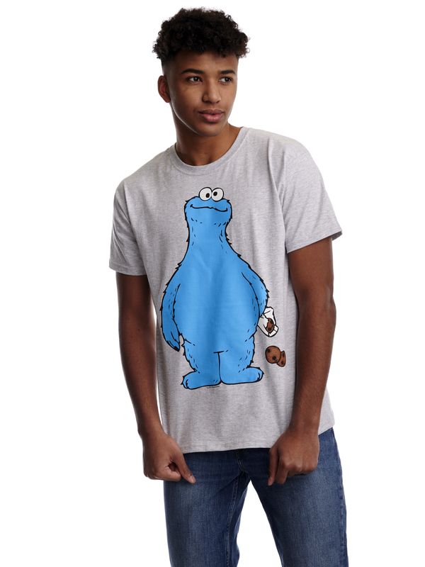 ﻿Nastrovje Potsdam Sesamstrasse Cookie Thief Herren T-Shirt grau meliert Speichern exportieren