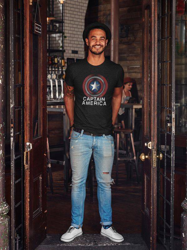 Nastrovje Potsdam Captain America Flash Logo Herren T-Shirt schwarz Verkauf