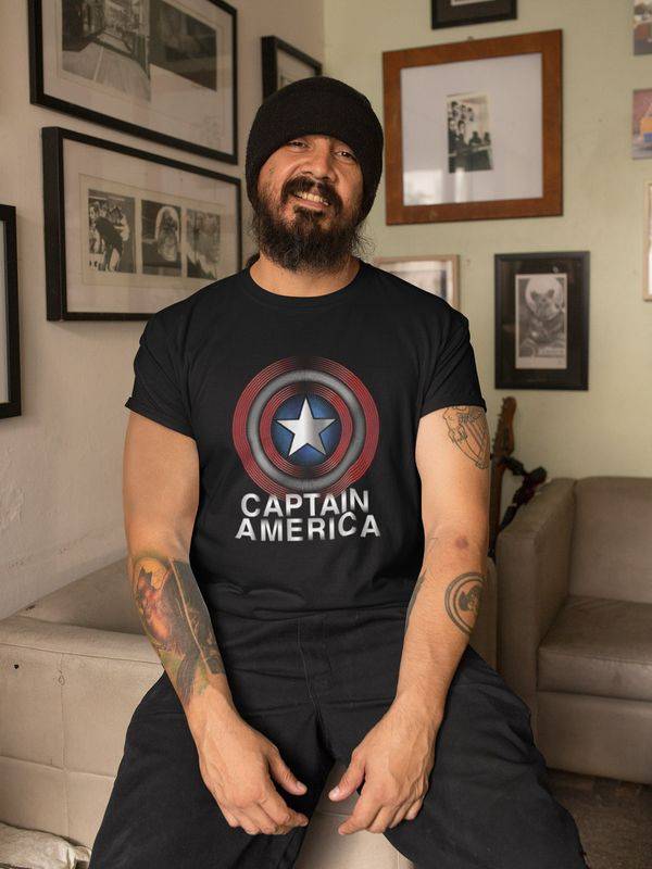 Nastrovje Potsdam Captain America Flash Logo Herren T-Shirt schwarz Verkauf