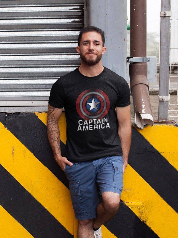 Nastrovje Potsdam Captain America Flash Logo Herren T-Shirt schwarz Verkauf